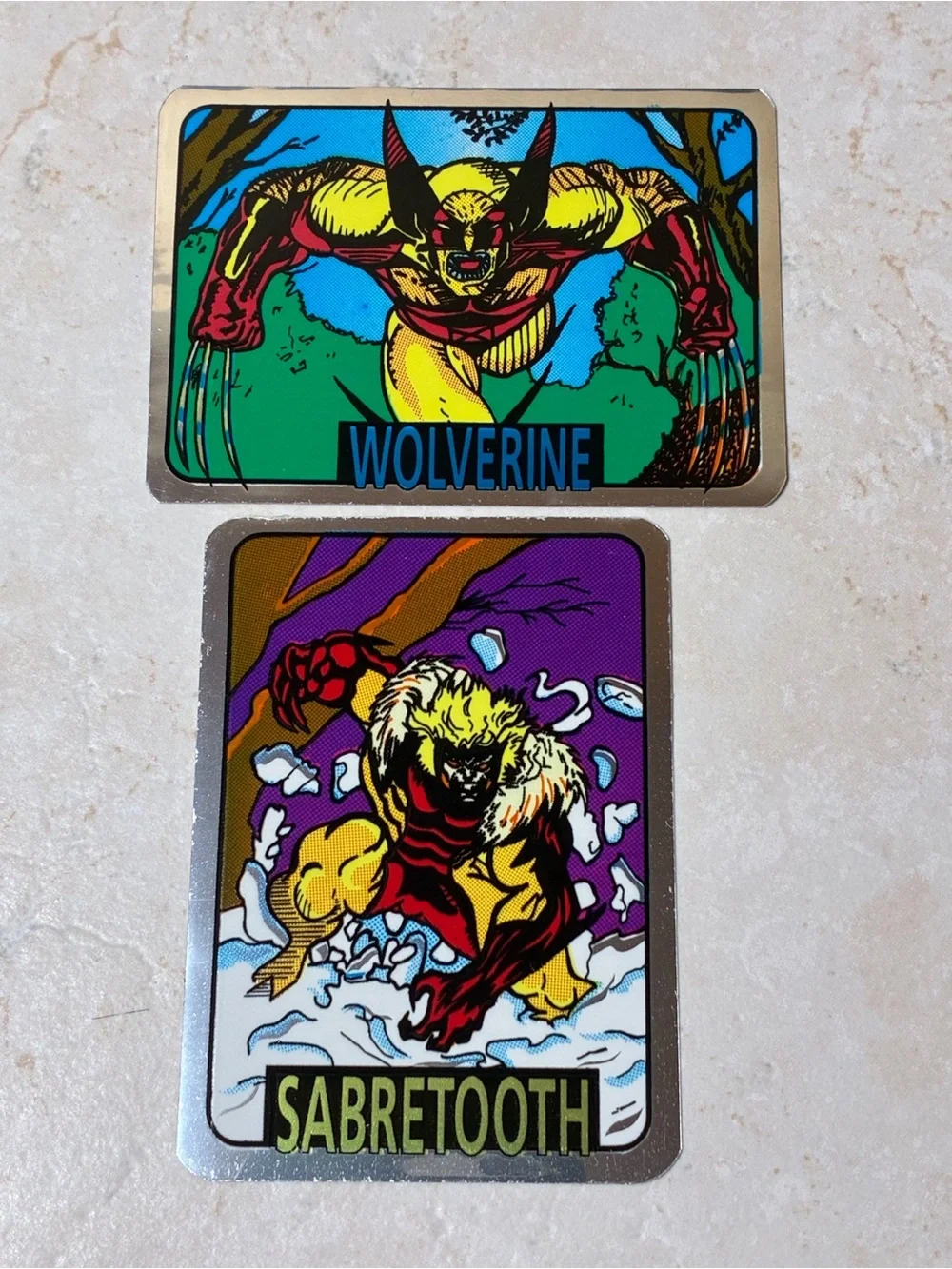 2 Marvel Vending Machine Foil Stickers (Wolverine & Sabretooth)
